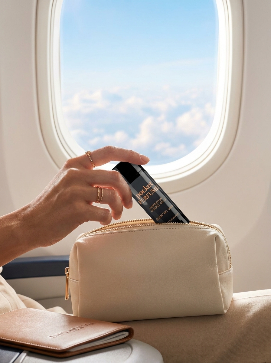 A Pocket Perfume stick going into a bag among everyday carry