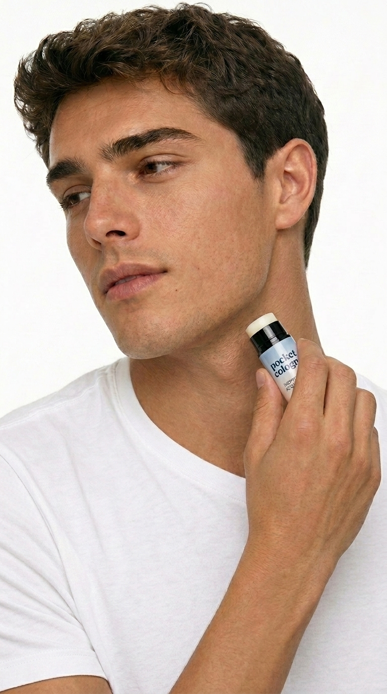 Man holding a Pocket Perfume solid fragrance